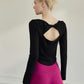 Long Sleeve Sports Top with Open Back