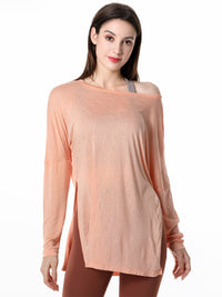 Women Loose Yoga Wear Long Sleeve Smock Top