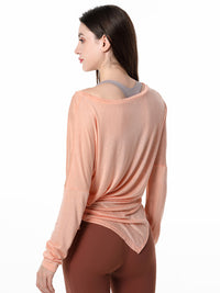 Women Loose Yoga Wear Long Sleeve Smock Top