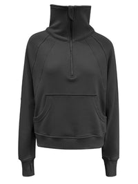 Fleece crop-sweatshirt met halve rits 