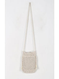 Crochet Drawstring White Shoulder Handbag