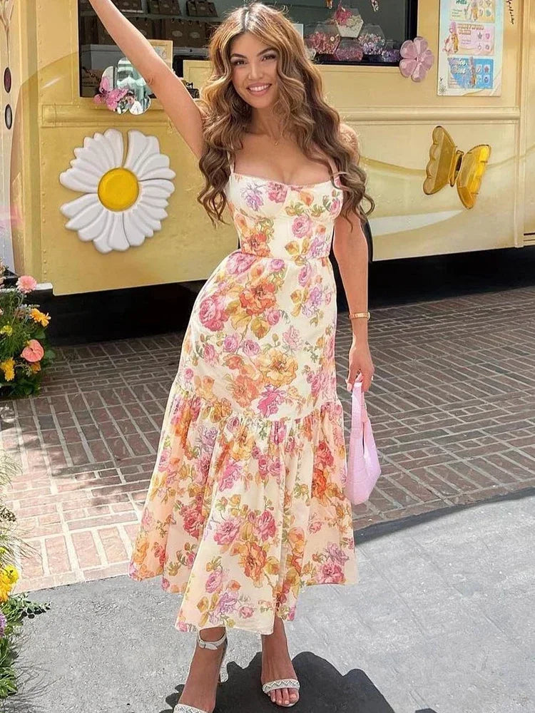 Women's Summer Midi Floral Print Dress