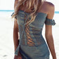 Handmade Crochet Dress Women Summer Clothes Off Shoulder Knitted Short Dresses Swimsuit Female Beach