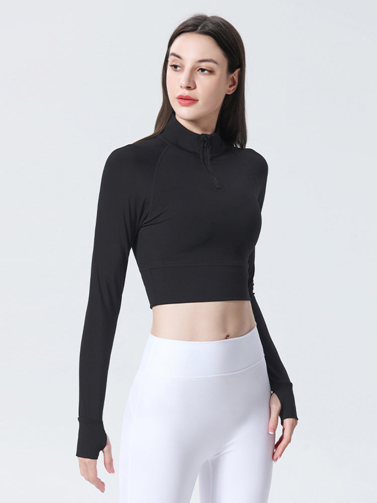 Haut de sport coupe slim à demi-zip pour femmes