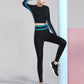 Long Sleeve Sports Crop Top with Underarm Contrast Stripe