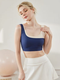 U-collar Shock Absorption Anti-shake Contrast Design Crop Top