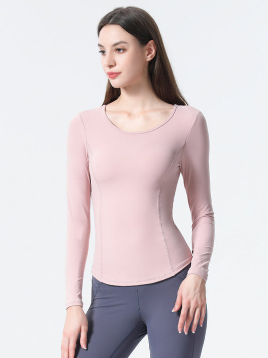 Women's Long Sleeve Sports Top with Patchwork Back Mesh