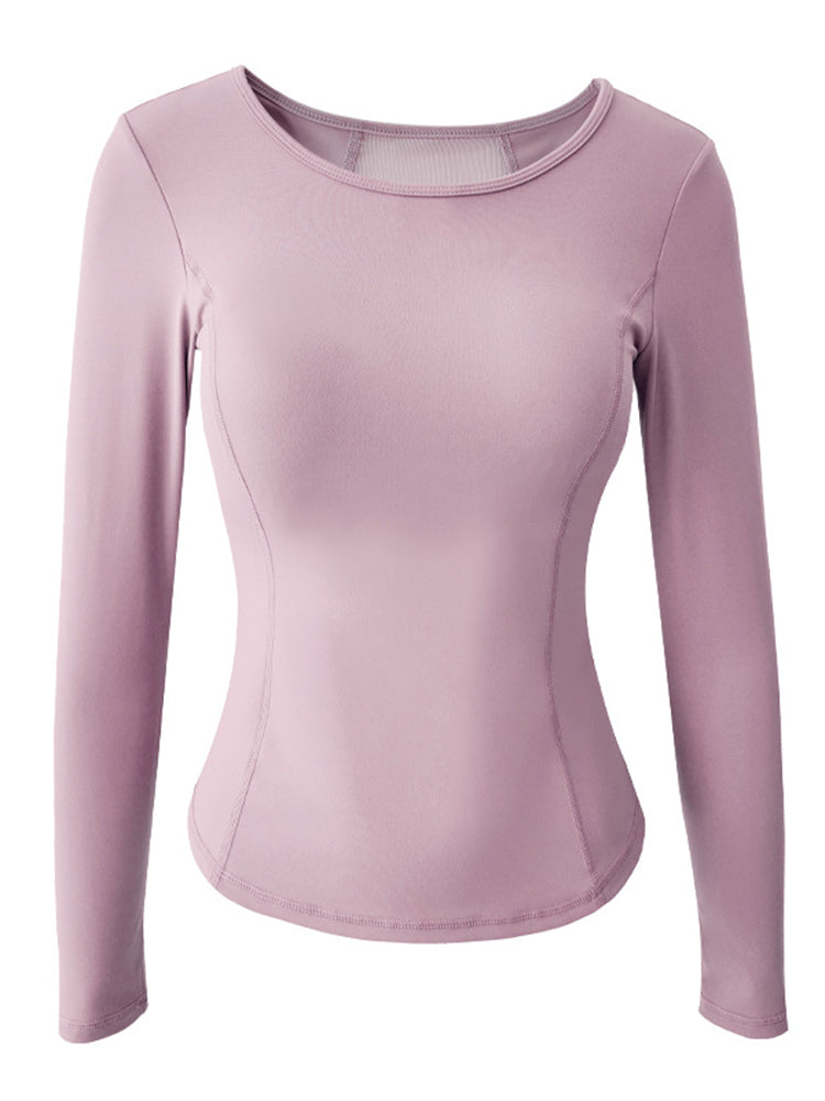 Women's Long Sleeve Sports Top with Patchwork Back Mesh