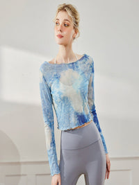 Long Sleeves Printed Tie-Dye Cropped Smock Top