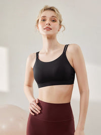 Soutien-gorge de sport à bretelles fines, tapis de poitrine fixe, vêtements de yoga, vêtements de fitness