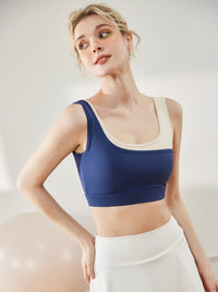 U-collar Shock Absorption Anti-shake Contrast Design Crop Top