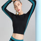 Long Sleeve Sports Crop Top with Underarm Contrast Stripe