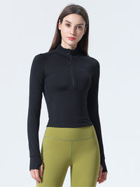 Dames Slim Fit Half Zip Sporttop