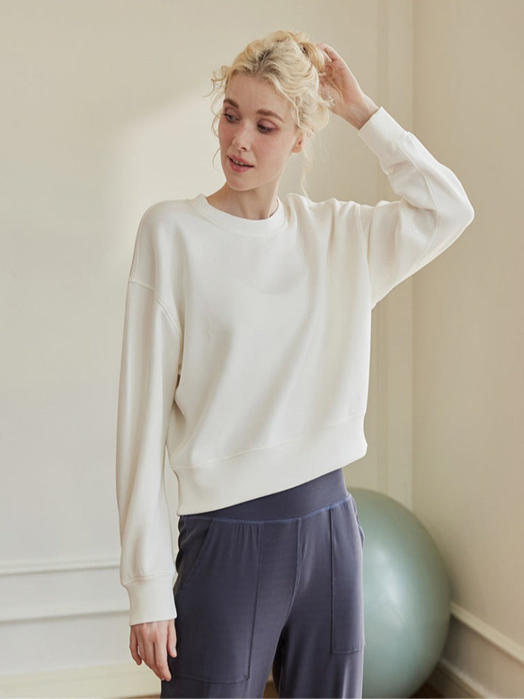 Oversized sweatshirt met ronde hals en elastische zomen