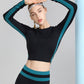 Long Sleeve Sports Crop Top with Underarm Contrast Stripe