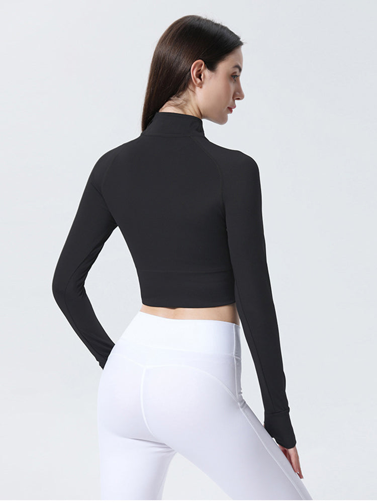 Haut de sport coupe slim à demi-zip pour femmes