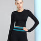 Long Sleeve Sports Crop Top with Underarm Contrast Stripe