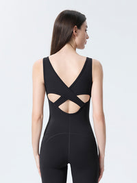 Cross Back Design Non-Sleeved Unitard