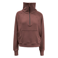 Fleece crop-sweatshirt met halve rits 