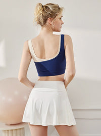 U-collar Shock Absorption Anti-shake Contrast Design Crop Top