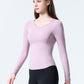 Women's Long Sleeve Sports Top with Patchwork Back Mesh