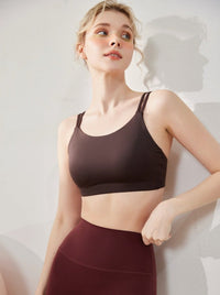 Soutien-gorge de sport à bretelles fines, tapis de poitrine fixe, vêtements de yoga, vêtements de fitness