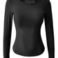 Women's Long Sleeve Sports Top with Patchwork Back Mesh