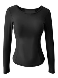 Women's Long Sleeve Sports Top with Patchwork Back Mesh