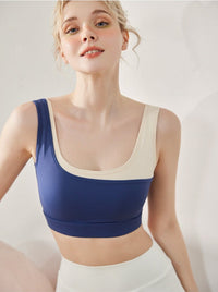 U-collar Shock Absorption Anti-shake Contrast Design Crop Top