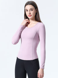 Women's Long Sleeve Sports Top with Patchwork Back Mesh