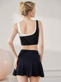 U-collar Shock Absorption Anti-shake Contrast Design Crop Top