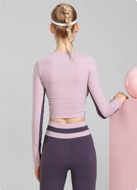 Long Sleeve Sports Crop Top with Underarm Contrast Stripe