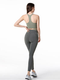 Yogabroek met hoge taille en contrasterende patchdetails