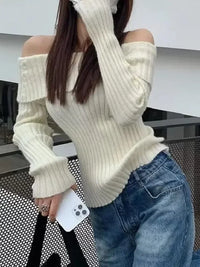 Women's Off Shoulder Pullover Sweater