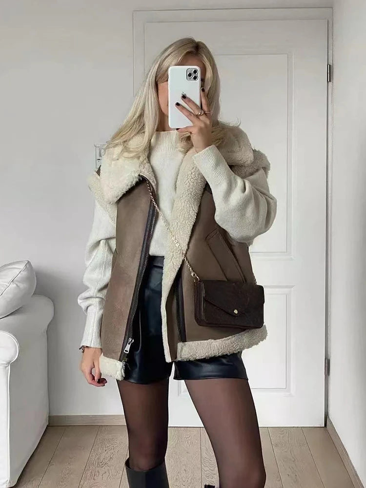 Women's Faux Fur Vest Coat