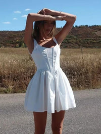 Short Mini Peplum Dress in White