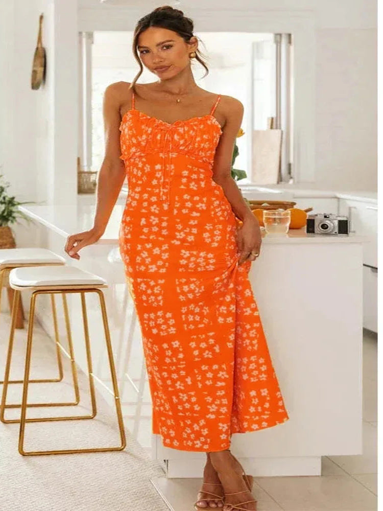 Strand maxi-zonnejurk met bloemenprint