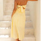 Yellow Tie Back Strapless Halter Maxi Summer Sundress