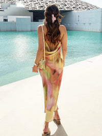 Tie-dyed Backless Midi Beach Long Dress