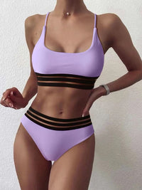 Summer Beach Mesh Splice Bikini Sets