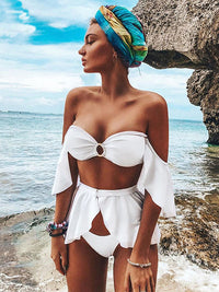 Maillots de bain bikini 2 pièces à volants pour femmes de style bohème