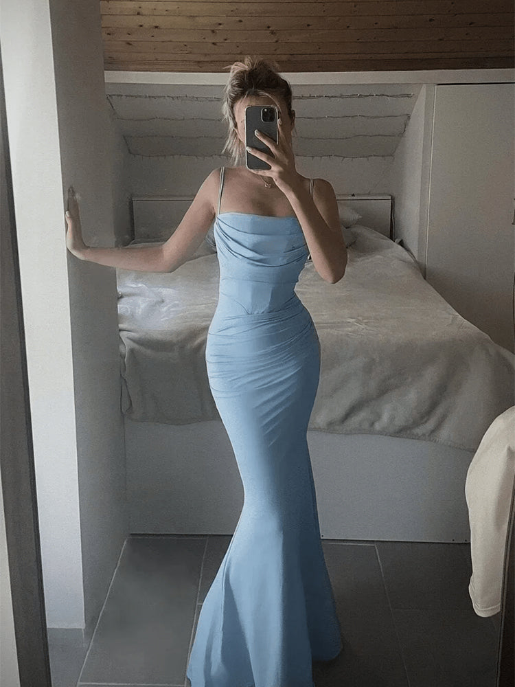 Robe longue moulante à corset en amande pour femme