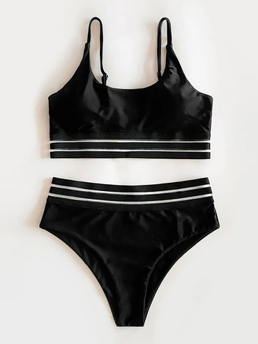 Summer Beach Mesh Splice Bikini Sets