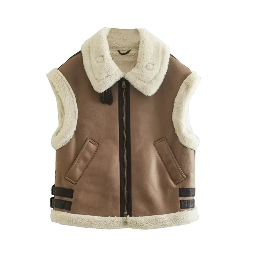 Gilet en fausse fourrure pour femme