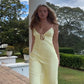 Yellow Satin Sleeveless Maxi Sundress