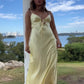 Yellow Satin Sleeveless Maxi Sundress