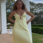 Yellow Satin Sleeveless Maxi Sundress