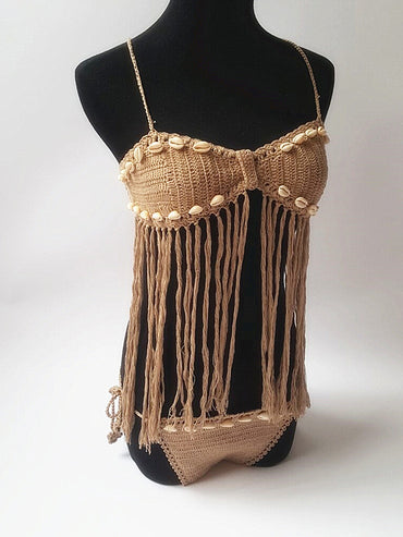 Women's Fringe Two Piece Crochet Bikini Set