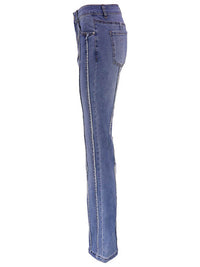 Denim Tassel Stretch Woven Straight Trousers