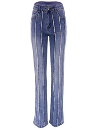 Denim kwast stretch geweven rechte broek